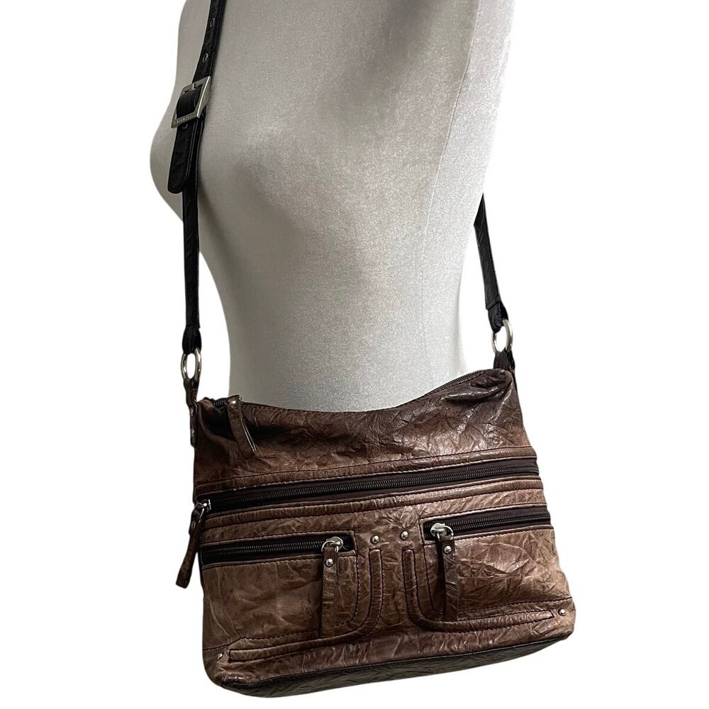 Stone & Co. Genuine Leather Brown Crossbody Bag Y2K Boho
